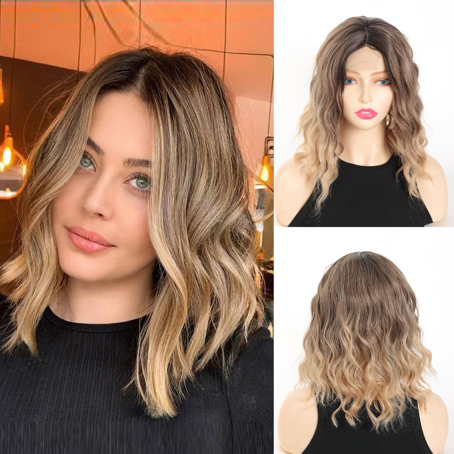 Maforsoon Wigs for Women Short Wave Synthetic Curly Wig 14inch