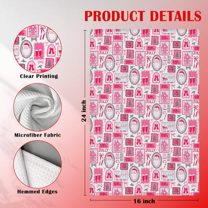 WDSFHYJK Coquette Christmas Santa Kitchen Towels Hot Pink 16x24 Inch
