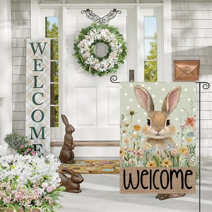 AVOIN colorlife Easter Bunny Garden Flag 12x18 Inch Blue Double Sided