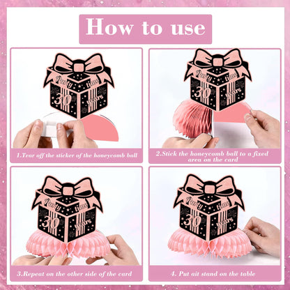 ITHKIRHO 30th Birthday Honeycomb Centerpieces Rose Gold 10 Pcs Decorations