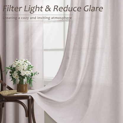 Aersas Champagne Linen Curtains 52x108in 2 Panels Grommet Light Filtering