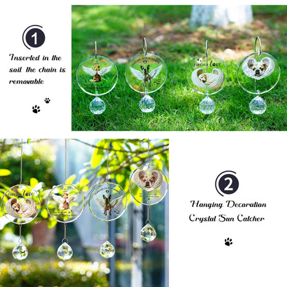 YU FENG 11.8in Dog Angel Crystal Suncatcher Memorial Rainbow Bridge