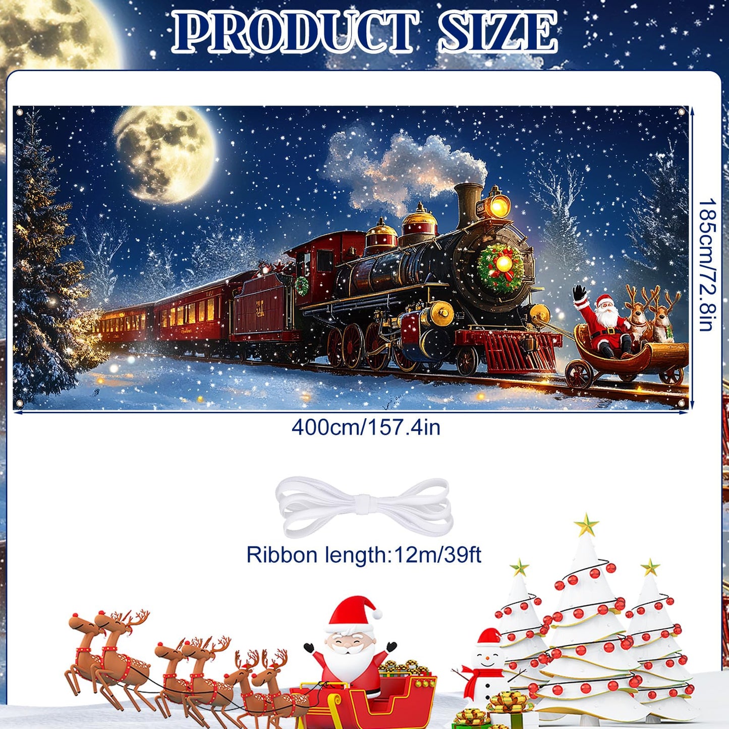 Yomaiha Christmas Santa Garage Door Cover Banner 6x13 ft Red Polyester