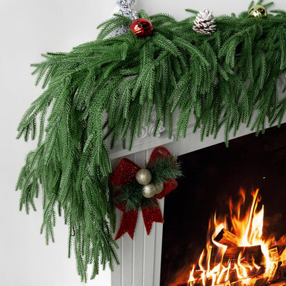 KYGDS Christmas Norfolk Pine Garland 6FT Real Touch Artificial Greenery Green