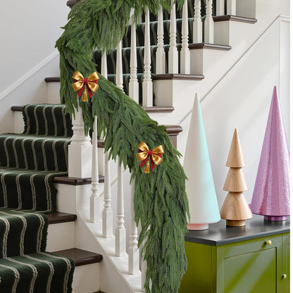 KYGDS Christmas Norfolk Pine Garland 5FT Real Touch Artificial Greenery Green