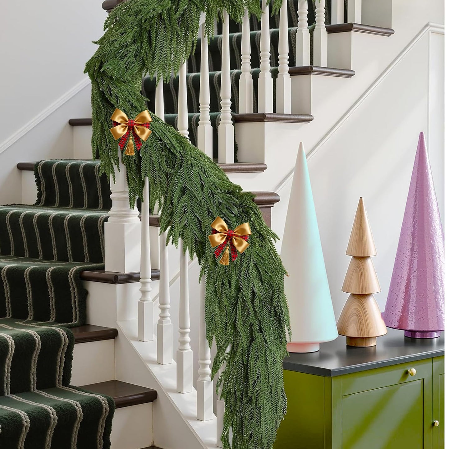 KYGDS Christmas Norfolk Pine Garland 6FT Real Touch Artificial Greenery Green