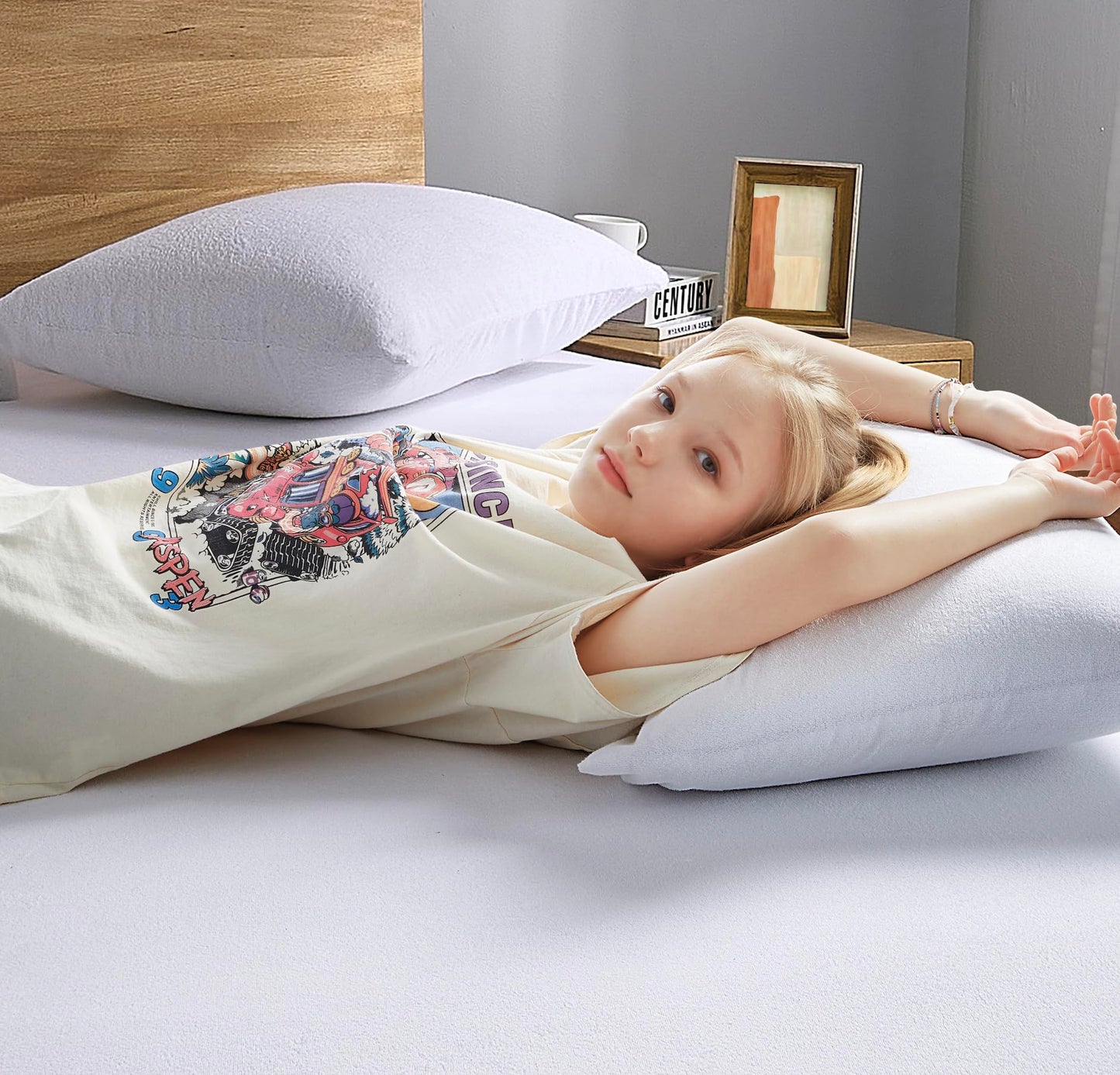 ProtectMySleep Cotton Terry Pillow Protector 2Pack Hypoallergenic Standard Queen