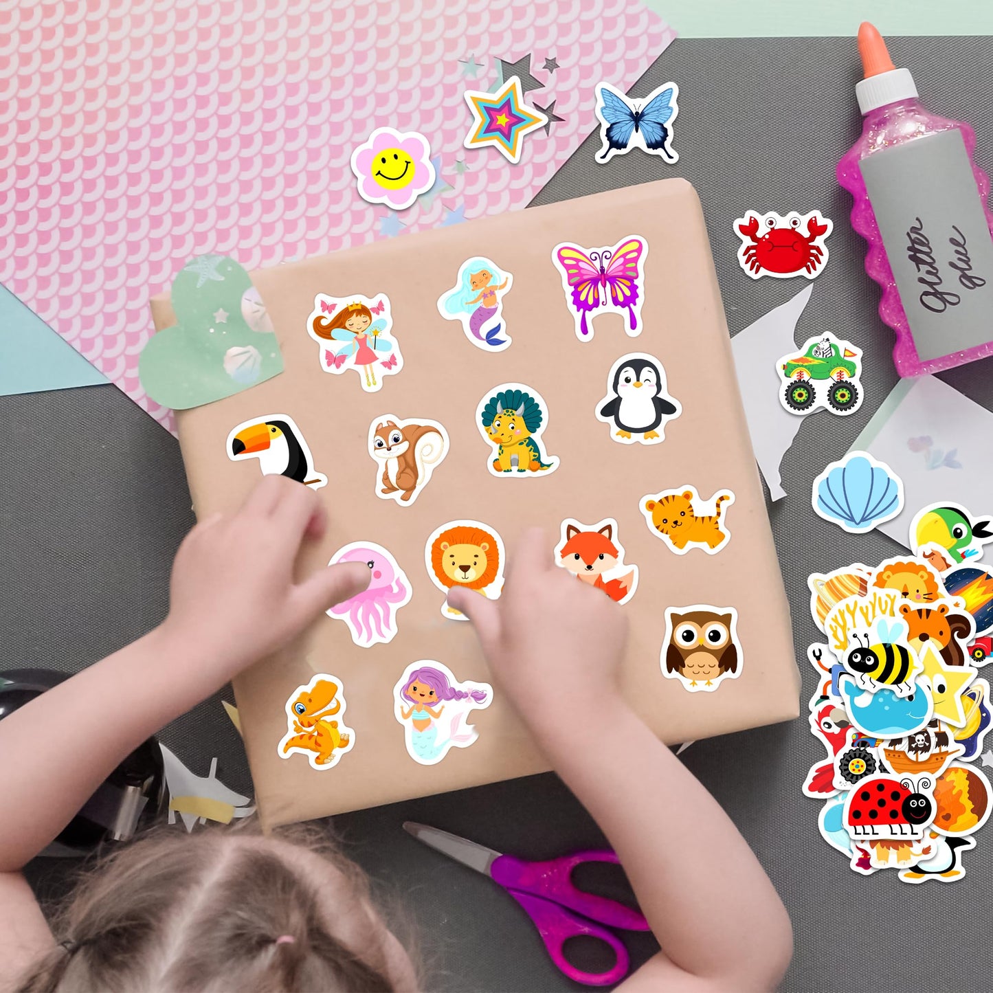 Bolcguri Cartoon Water Bottle Stickers 100 pcs Waterproof Vinyl Decals Colorful