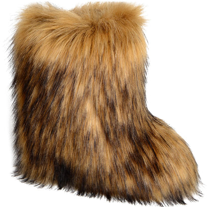 Valpeak Women's Snow Boots Knee High Flat Heel Faux Fur Natural Size 9