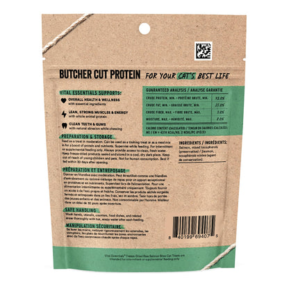Vital Essentials Freeze Dried Cat Treats Salmon Bites Grain Free 1.1 oz