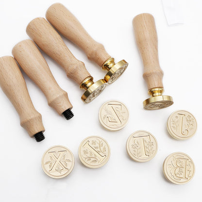 Alphabet Brass Wax Seal Stamps with Detachable Wood Handles for Invitations