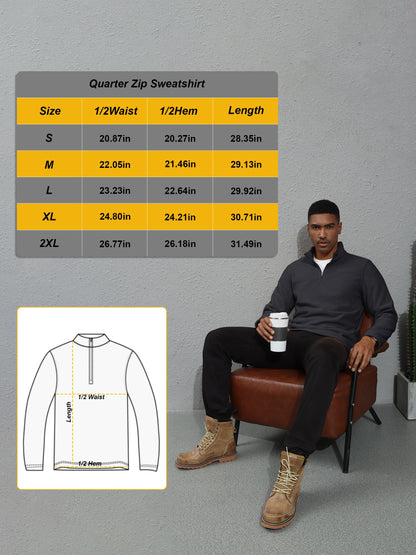 KEFITEVD Men's Quarter Zip Sweatshirt Thermal Fleece Pullover Black Size M