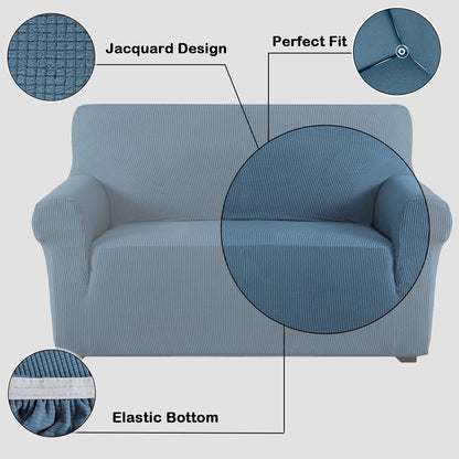 Flamingo P High Stretch Sofa Slipcover Armchair Cover Dusty Blue Size Small