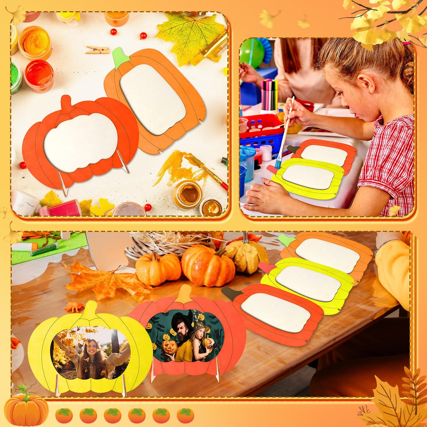 Geelin 24 Pack Wooden Pumpkin Picture Frame DIY Crafts 5.5x7.48 inches