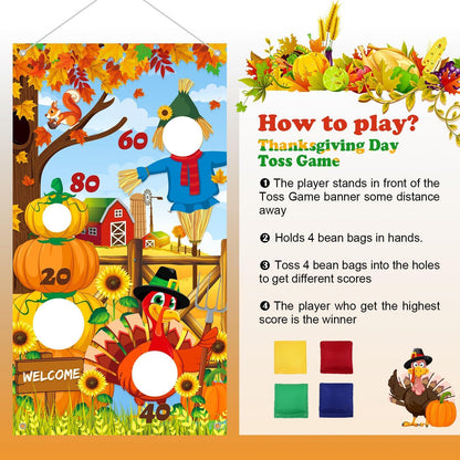 HiParty Thanksgiving Toss Game with 4 Bean Bags, Classic Fall Festival Design