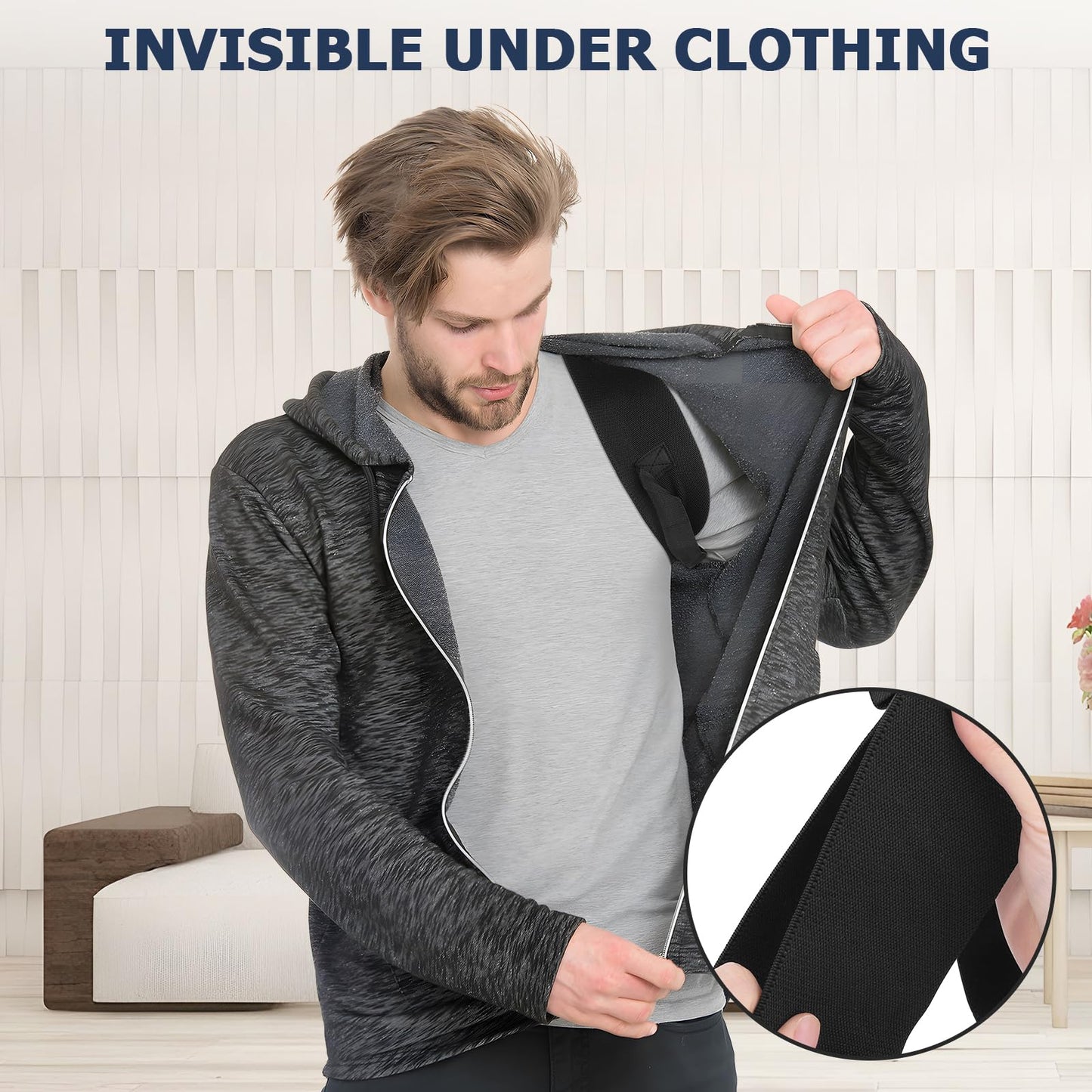 OFISKY Adjustable Posture Corrector Back Brace Pain Relief Black Size L