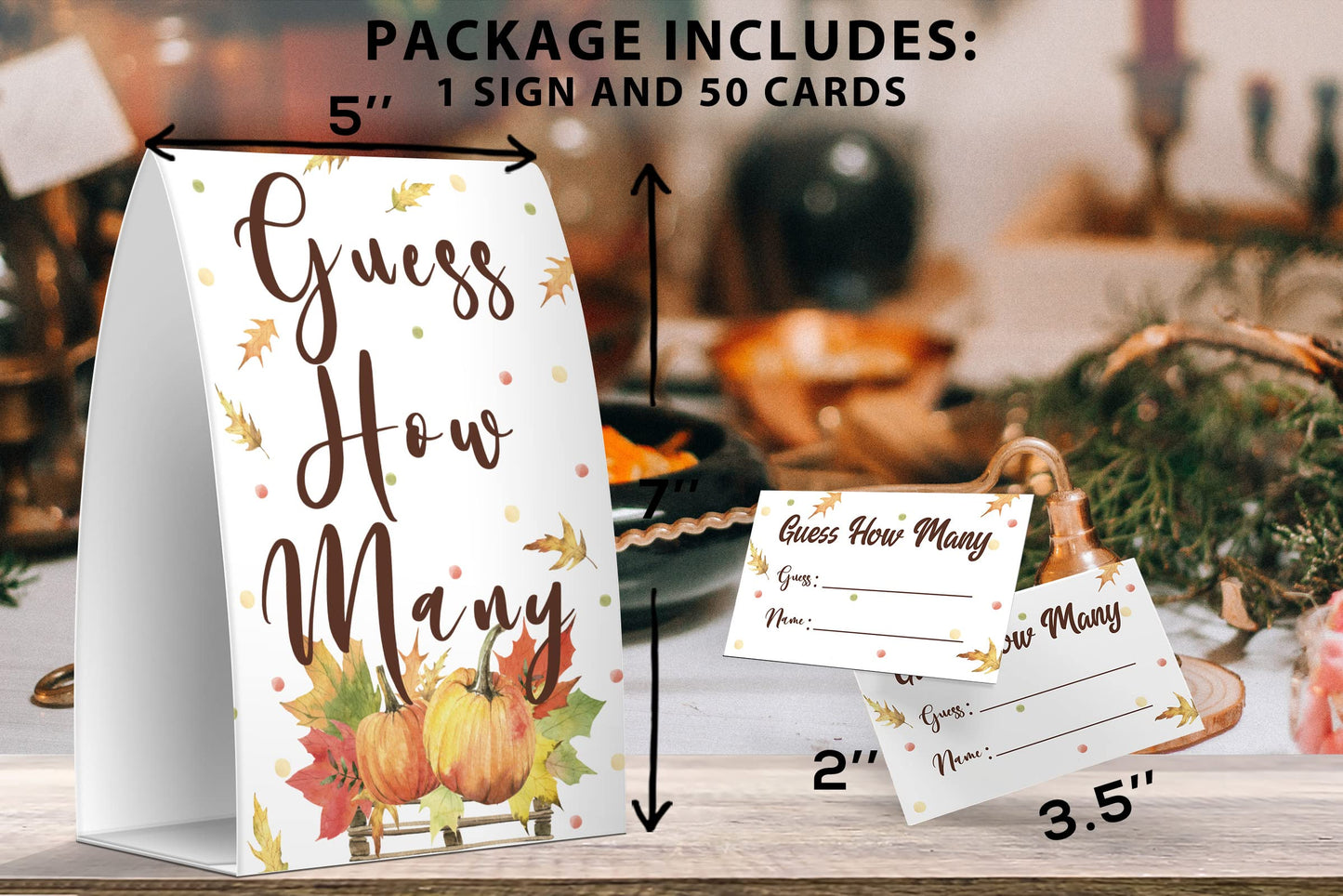 Pazag How Many Candy Guessing Game Thanksgiving Party 1 Sign 50 Cards Orange