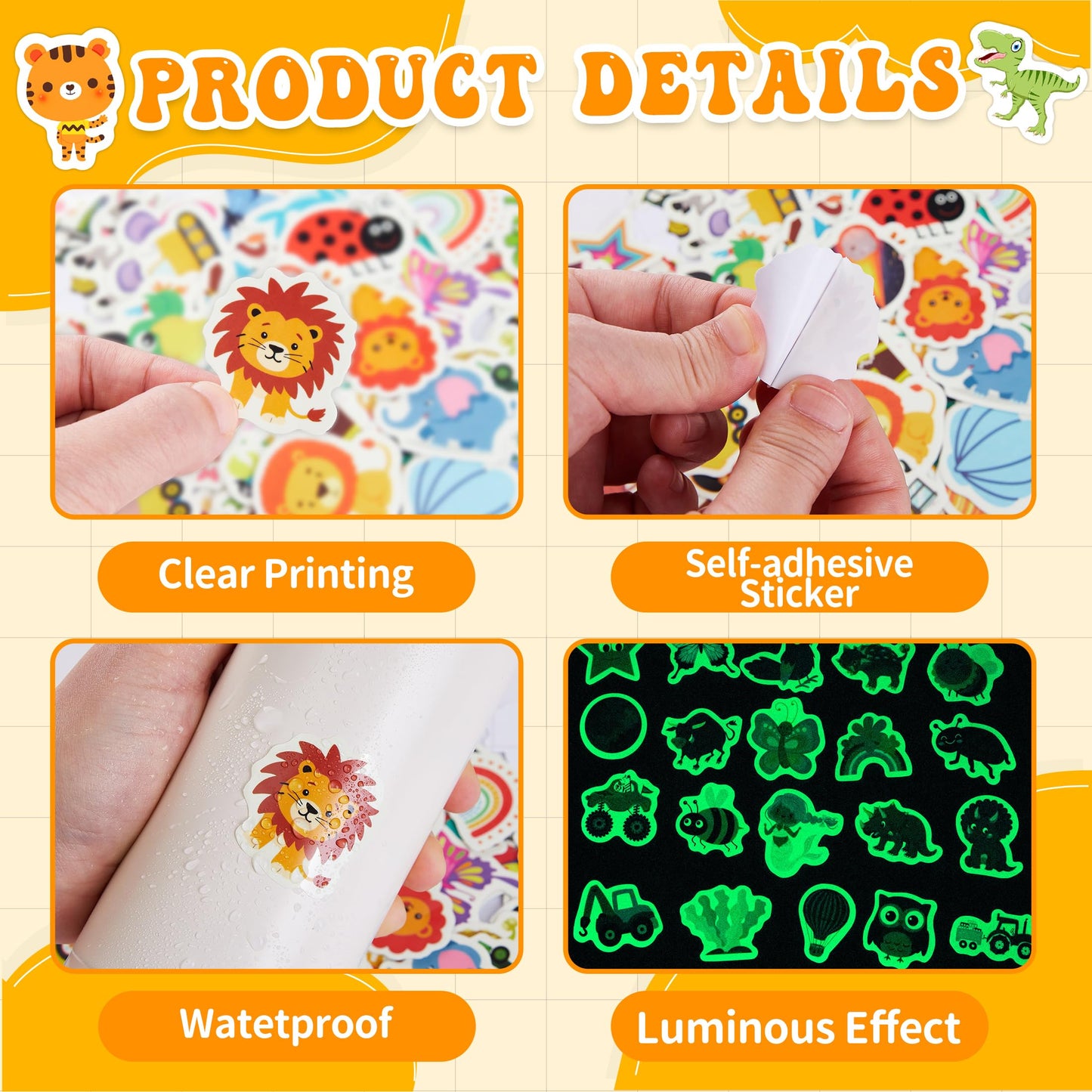 Bolcguri Cartoon Water Bottle Stickers 100 pcs Waterproof Vinyl Decals Colorful