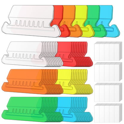 Tecreddy Hanging File Folder Tabs 60 Sets Multicolor 2" Clear Plastic Labels