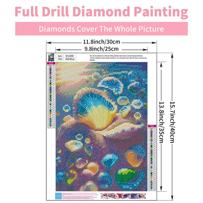 GEEHEIY 5D Seashell Diamond Art Kit for Adults, 12x16 Inch, Art Deco Style