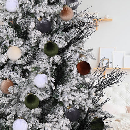 SUPREME XMAS 12 Pcs Velvet Christmas Ornaments Set 80mm Multi Color