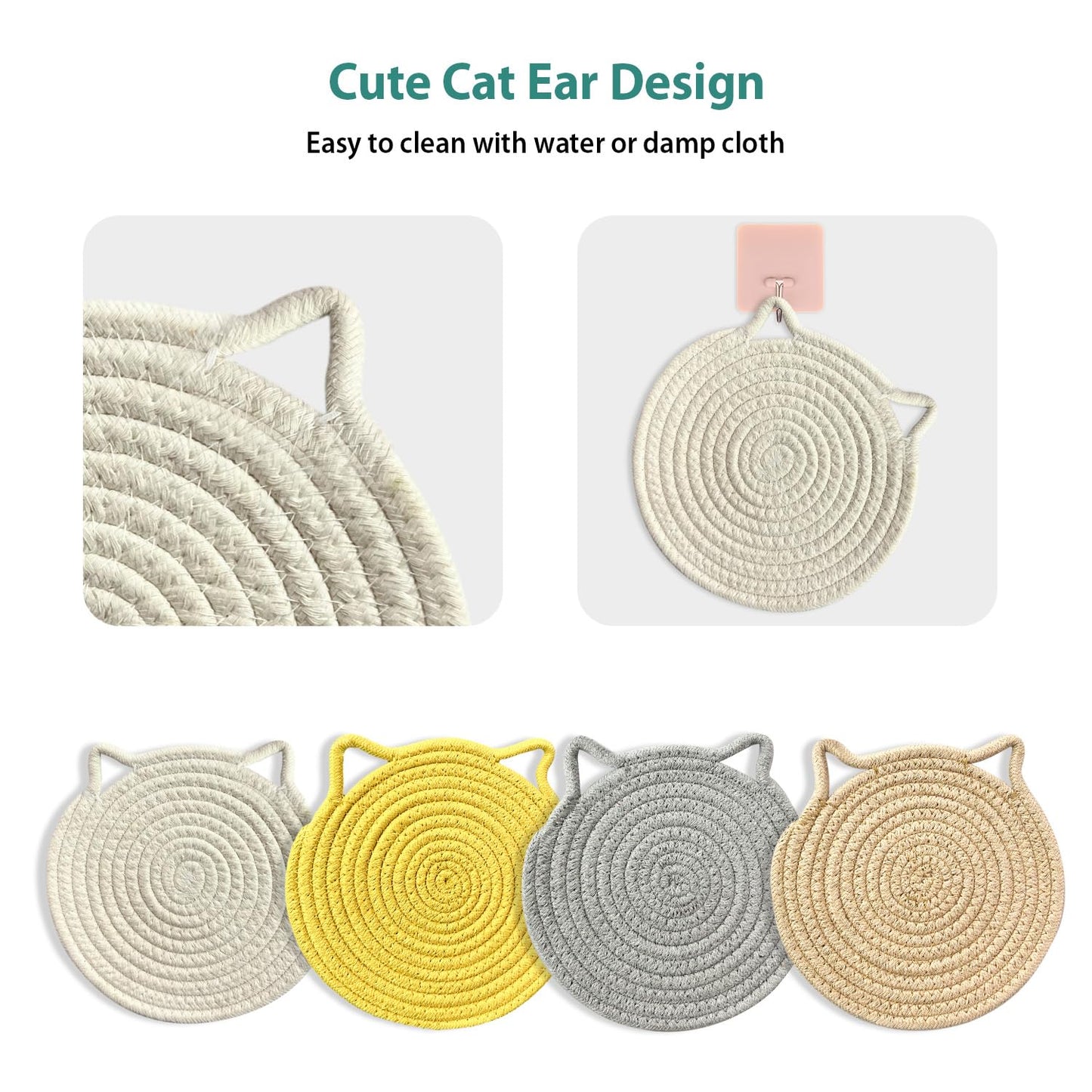 UKJENT Cotton Trivet Mats 4 Pcs Heat Resistant Pot Holders 7" & 9" Multi Color