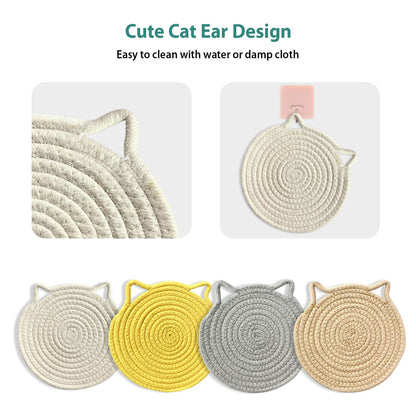UKJENT Cotton Trivet Mats 4 Pcs Heat Resistant Pot Holders 7" & 9" Multi Color