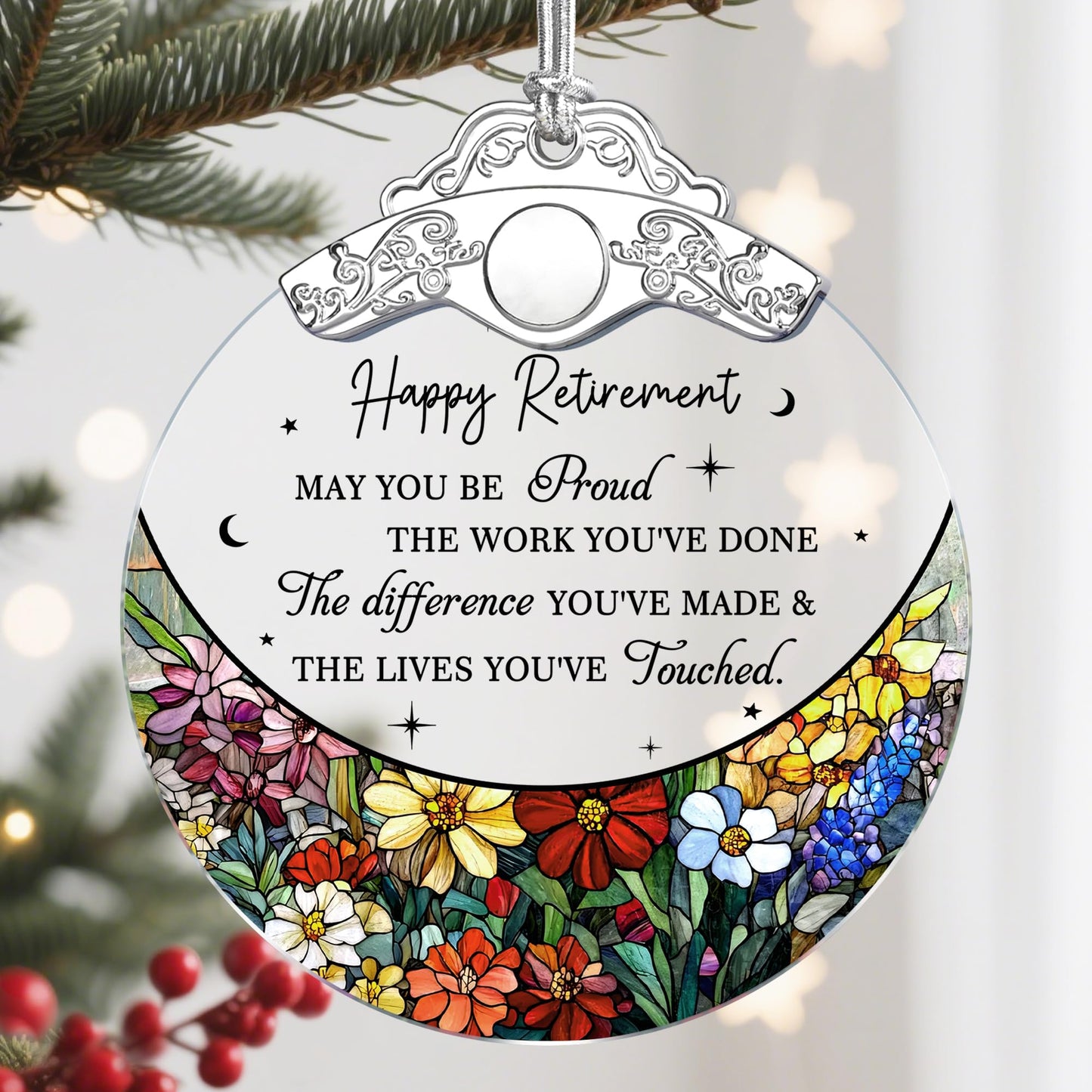 PEMIRSAYO Retired Ornament Stained Glass Christmas Keepsake Design A