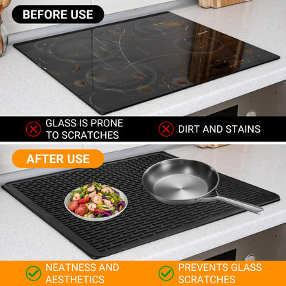 TWIZIUAO Electric Stove Cover Mat Heat Resistant Silicone Black 36x21