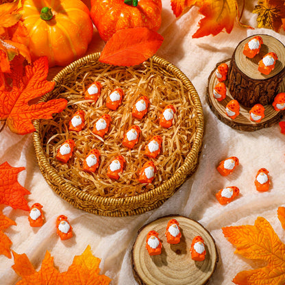 Yaomiao 50 Pcs Fall Thanksgiving Mini Resin Gnomes Orange Table Decor