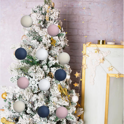 MiniInflat 12 Pc 4Inch Neutral Textured Christmas Ball Ornaments Cream Blue Pink