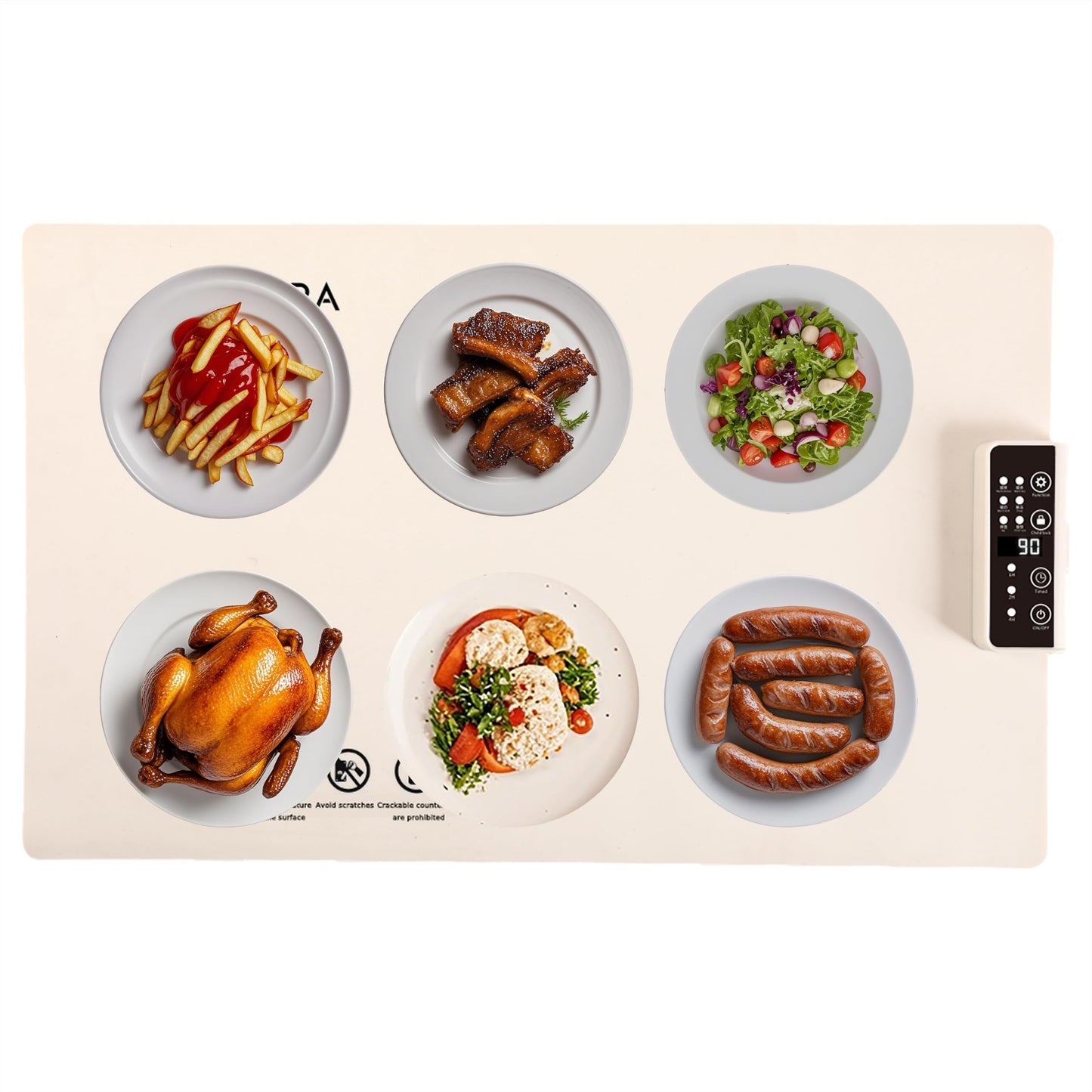 CLYORA Electric Warming Tray 23x15in Food Grade Silicone 5 Temp Auto Shut-Off