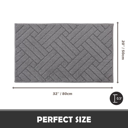 JEEDOVIA Indoor Door Mat Non-Slip Rubber Backing Grey 20x31.5
