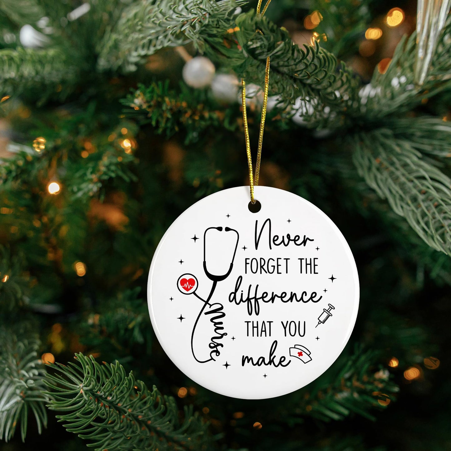 Pawzity Nurse Christmas Ornament Ceramic Gift for Women Nurses RN