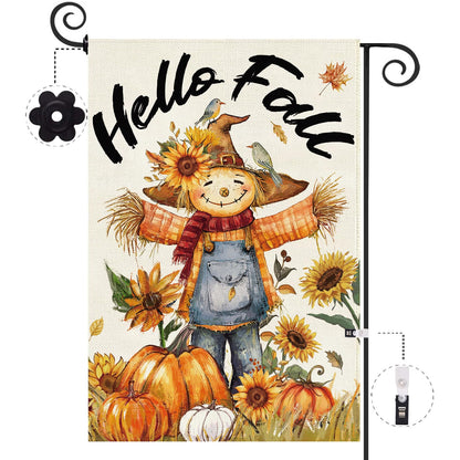 Baccessor Fall Thanksgiving Scarecrow Garden Flag 12.5x18 Inch Burlap