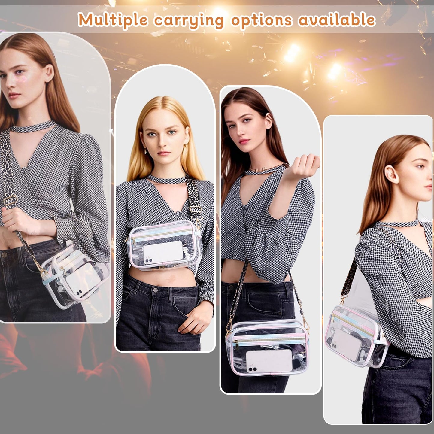 HANXIUCAO Clear Small Crossbody Bag for Women Fashionable TPU+PU