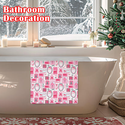 WDSFHYJK Coquette Christmas Santa Kitchen Towels Hot Pink 16x24 Inch