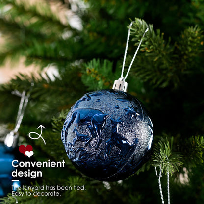 Senjie Night Blue Shatterproof Christmas Ornaments 32pcs Set Plastic