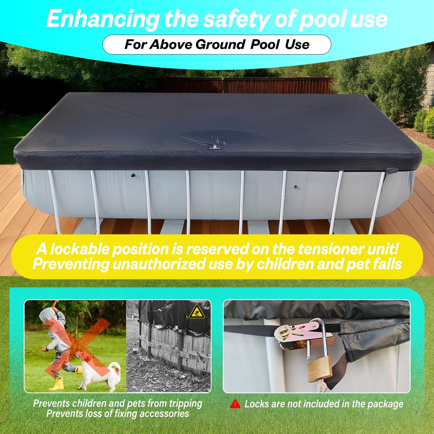 SIHAIAN 16x28Ft Oval Pool Cover UV Weather Resistant Side Storage