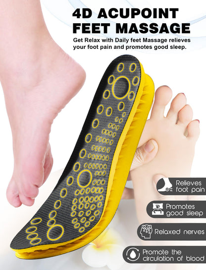 MARRDO 4D Cloud Soles Shock Absorption Arch Support Insoles Men 10-11 Women 11.5