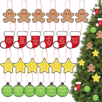 Soulchen 24 Pcs Gingerbread Man Christmas Tree Ornaments with Red Ropes