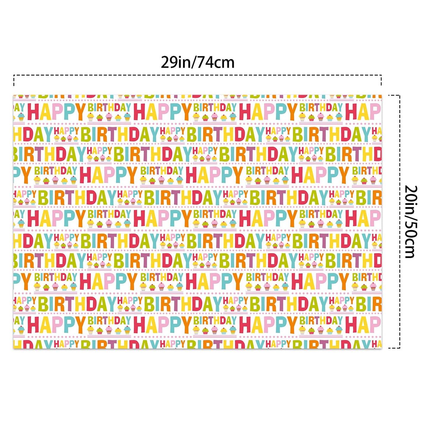 LCY WEDSHI Birthday Wrapping Paper 12pcs 20x29in Multicolor Birthday Theme