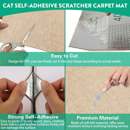YITMOYM Trimmable Cat Scratcher Mat 39.4x15.8in Self-Adhesive Felt Fiber