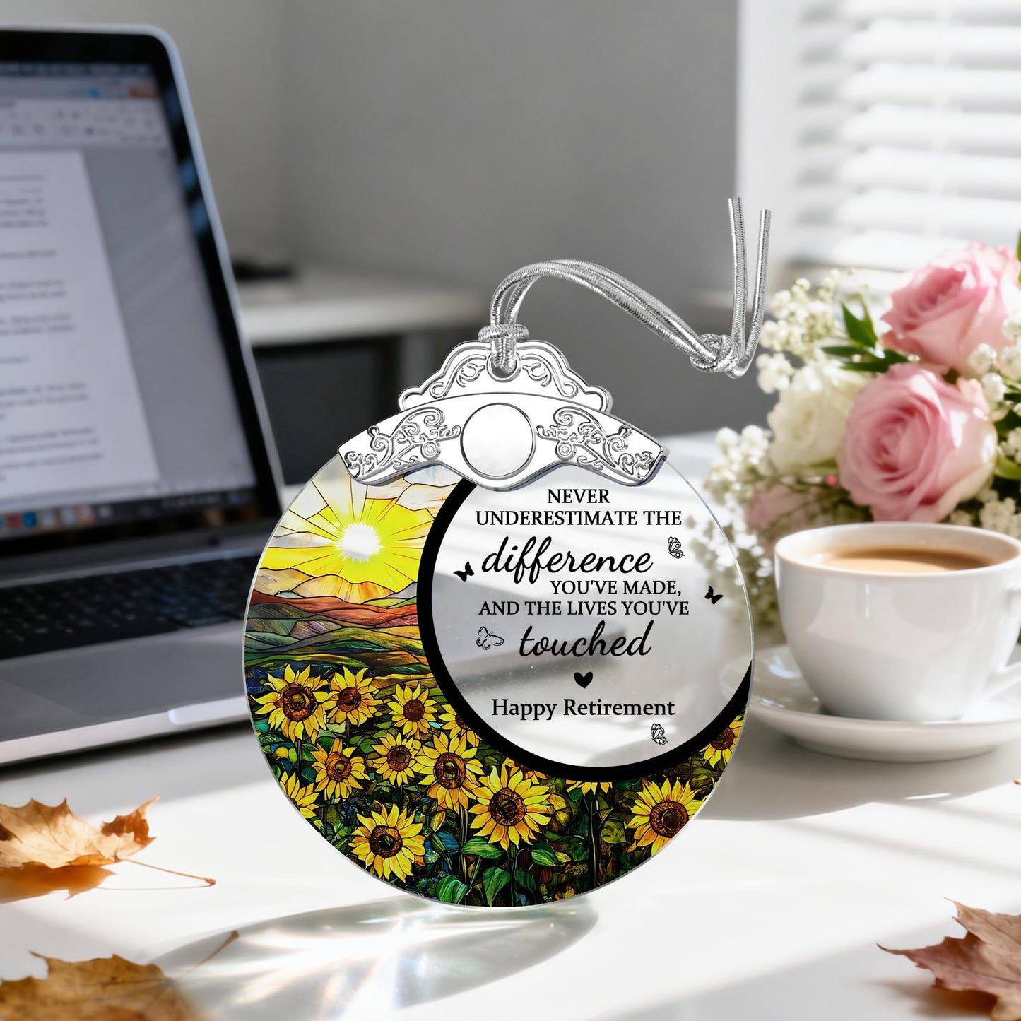 Jocidea Retirement Gifts Stained Glass Christmas Ornament Design E