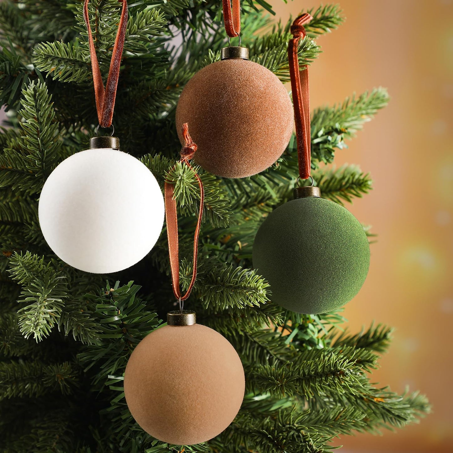 Sotiff Christmas Tree Decorations Velvet Balls 2.4 Inch 12 Pcs Multicolor