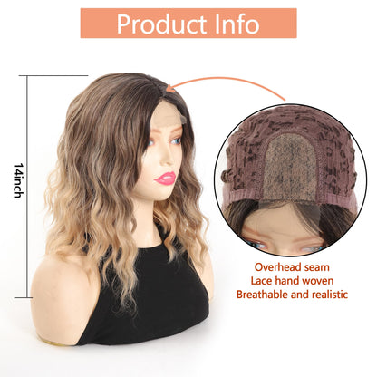 Maforsoon Wigs for Women Short Wave Synthetic Curly Wig 14inch
