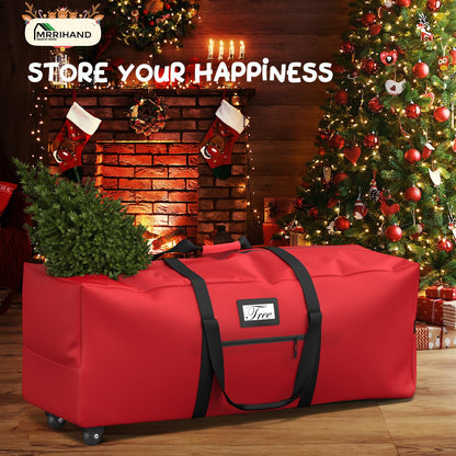 Mrrihand Christmas Tree Storage Bag Heavy-Duty 600D Oxford Red 7.5Ft