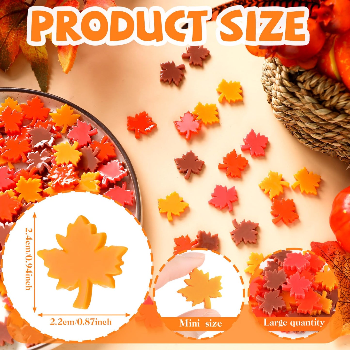 Soulchen 100 Pcs Mini Resin Maple Leaf Figurines Fall Yellow Orange Red