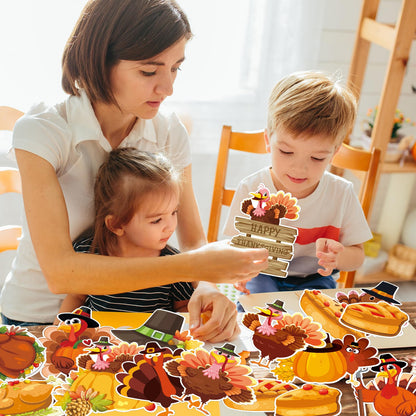 Whaline 45Pc Thanksgiving Turkey Hot Air Balloon Paper Cutouts Autumn Decor