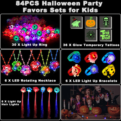 Grastfu 84 PCS Halloween Glow In The Dark Toys Party Favors Bulk Set